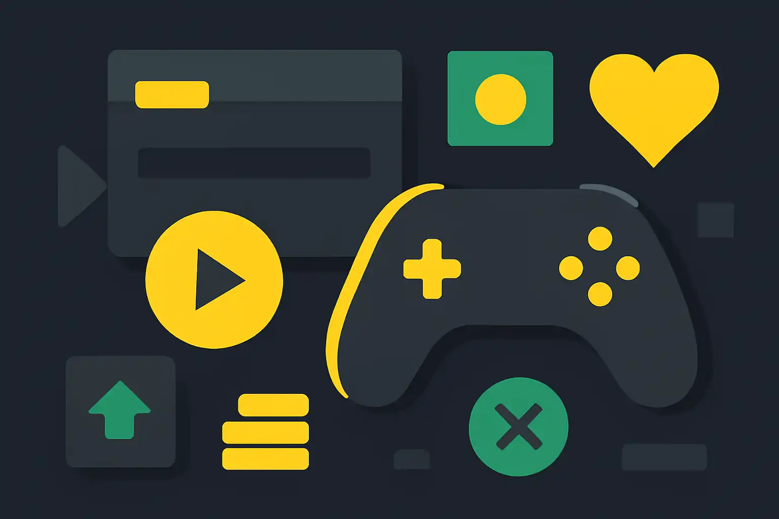 Hero illustration: Parimatch, modern flat design, dark background, brand-neutral, icons and shapes only, no text