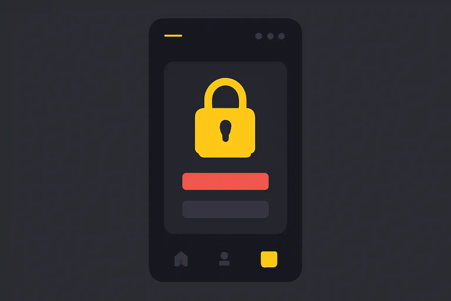 Detail screen: account locked, mobile-first UI mockup, dark theme