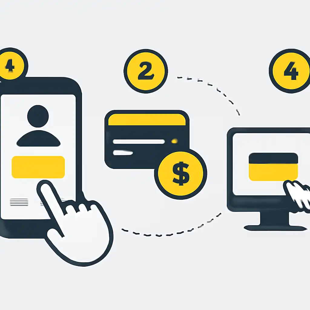 Annotated step diagram: minimum deposit process with numbered callouts