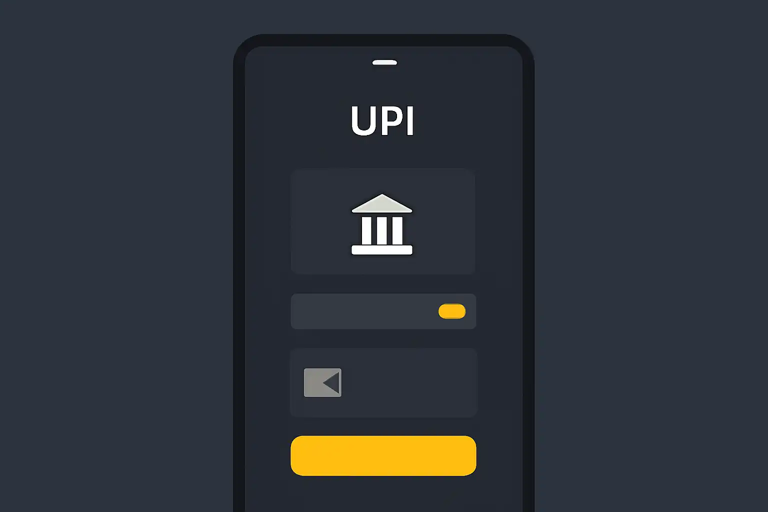 Detail screen: upi deposits, mobile-first UI mockup, dark theme
