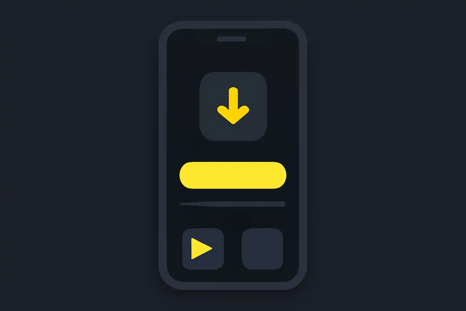 Detail screen: ios app install, mobile-first UI mockup, dark theme